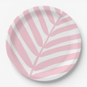 Tropical Palm Leaf Baby Pink Pappteller