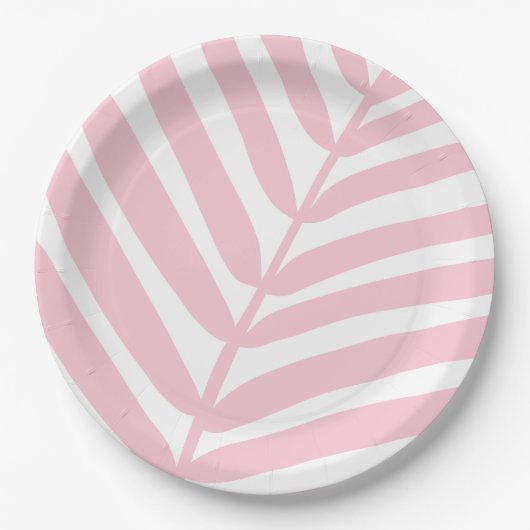Tropical Palm Leaf Baby Pink Pappteller (Vorderseite)