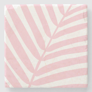 Tropical Palm Leaf Baby Pink Steinuntersetzer
