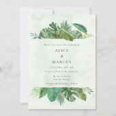 Tropical Palm Leaf Beach Hochzeit in Urlaubsort Einladung (Vorderseite)