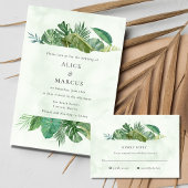 Tropical Palm Leaf Beach Hochzeit in Urlaubsort Einladung