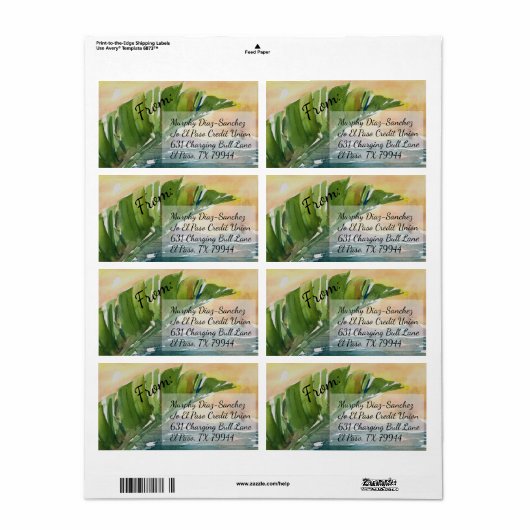 Tropical Palm Leaf Beach Scene Shipping (Vorne)