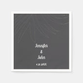 Tropical Palm Leaf Beach Wedding Gray White Serviette (Vorderseite)
