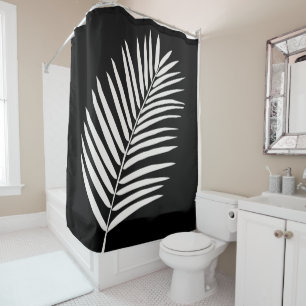 Tropical Palm Leaf Black Duschvorhang