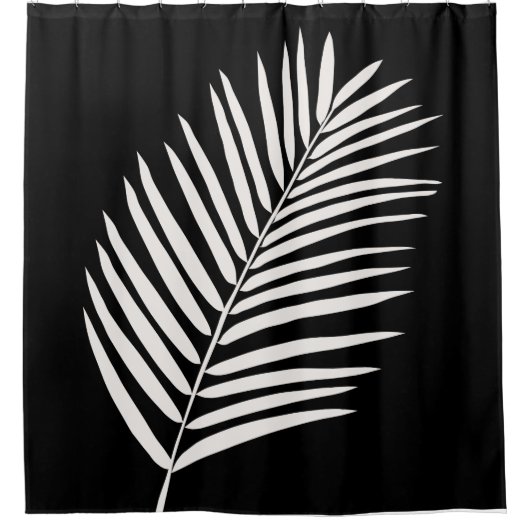 Tropical Palm Leaf Black Duschvorhang (Vorderseite)
