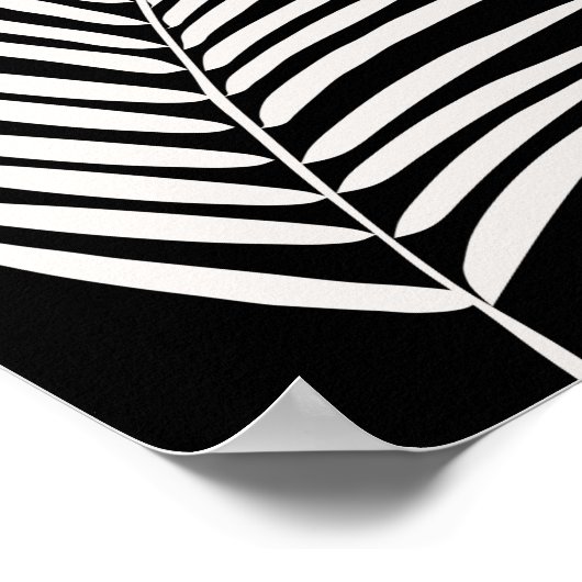 Tropical Palm Leaf Black Poster (Ecke)