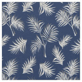 Tropical Palm Leaf Blau und Weiß Muster Stoff (Nahaufnahme)