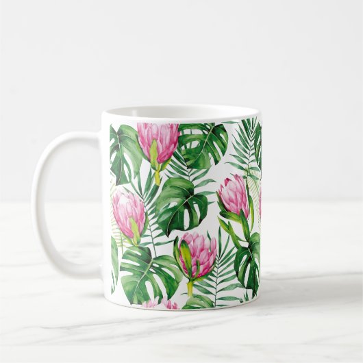 Tropical Palm Leaf Blume Muster Kaffeetasse (Links)
