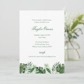 Tropical Palm Leaf Bridal Dusche Einladung (Stehend Vorderseite)