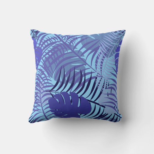Tropical Palm Leaf Classic Blue Beach House Kissen (Rückseite)