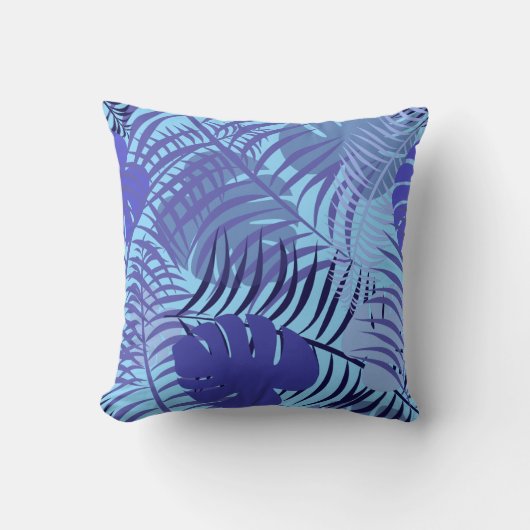 Tropical Palm Leaf Classic Blue Beach House Kissen (Vorderseite)