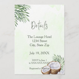 Tropical Palm Leaf & Coconut Details Card Einladung