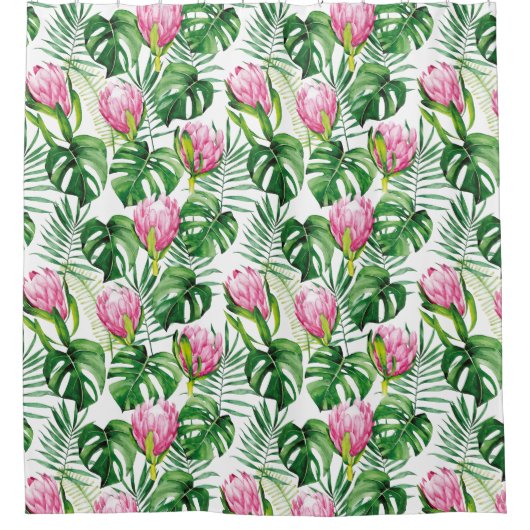 Tropical Palm Leaf Floral Duschvorhang (Vorderseite)