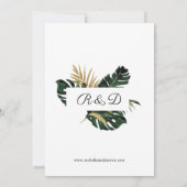 Tropical Palm Leaf Gold 1 Einladung zur Hochzeit (Rückseite)