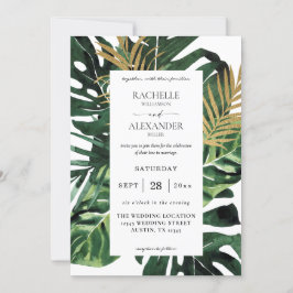 Tropical Palm Leaf Gold 1B Einladung zur Hochzeit