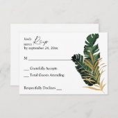 Tropical Palm Leaf Gold auf der RSVP Karte (Vorne/Hinten)