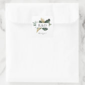 Tropical Palm Leaf Gold Monogram - Quadratischer Aufkleber (Tasche)