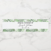 Tropical Palm Leaf Green Pattern Hochzeit Wasserflaschenetikett (Einzelnes Label)