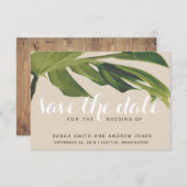 Tropical Palm Leaf Green und Tan Save the Date (Vorne/Hinten)