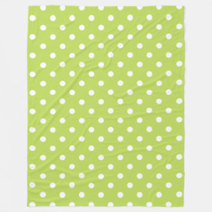 Tropical Palm Leaf Green und White Polka Dot Fleecedecke