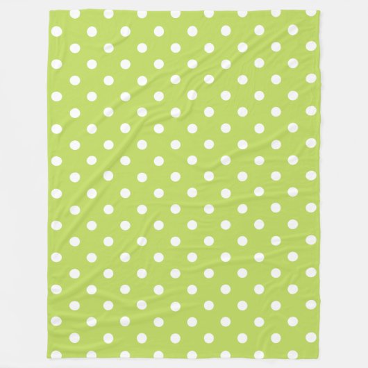 Tropical Palm Leaf Green und White Polka Dot Fleecedecke (Vorderseite)
