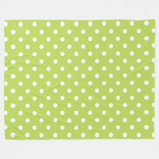 Tropical Palm Leaf Green und White Polka Dot Fleecedecke (Vorderseite (Horizontal))