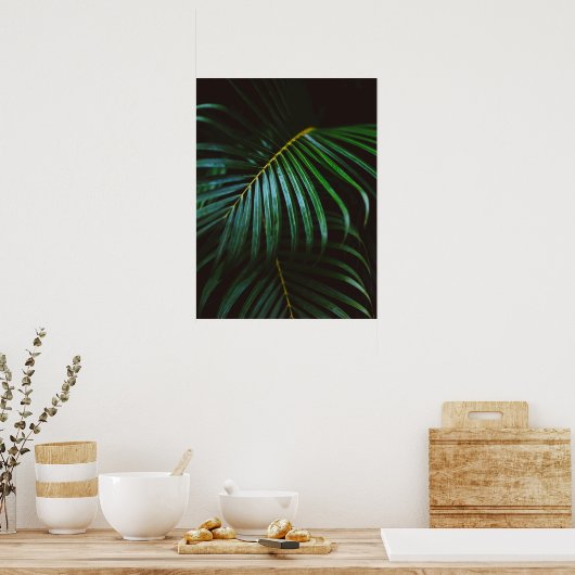 Tropical Palm Leaf Grün entspannen meditative Poster (Küche)