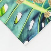 Tropical Palm Leaf Grünpflanzen Muster Gold Glitze Fleecedecke (Ecke)