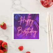  Tropical Palm Leaf Happy Birthday Paper Napkin Serviette (Beispiel)