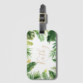 Tropical Palm Leaf Hawaii Personalisierter Name Gepäckanhänger (Vorderseite Vertikal)
