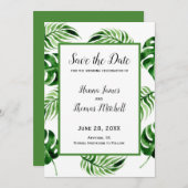 Tropical Palm Leaf Hochzeit in Urlaubsort Save The Date (Vorne/Hinten)