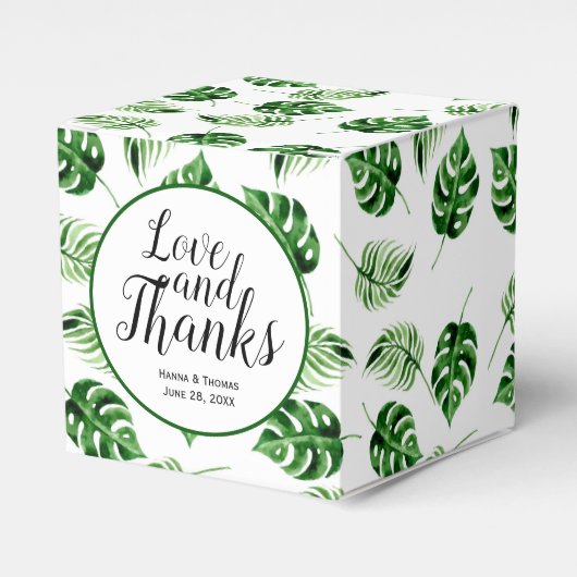 Tropical Palm Leaf Hochzeit in Urlaubsort Vielen D Geschenkschachtel (Vorderseite)