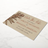 Tropical Palm Leaf Hochzeit speichern Sie das Datu Folieneinladung (Gedreht)