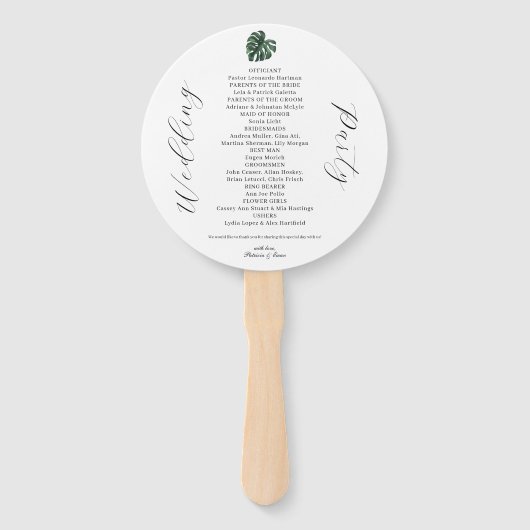 Tropical Palm Leaf Hochzeitsprogramm Set Fans Fächer (Rückseite)