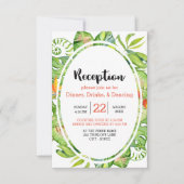 Tropical Palm Leaf Island Wreath Hochzeitsempfang Einladung (Vorderseite)
