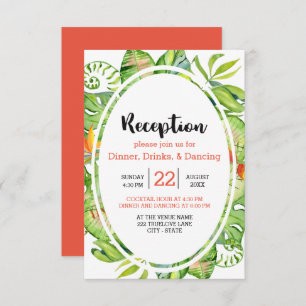 Tropical Palm Leaf Island Wreath Hochzeitsempfang Einladung