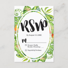 Tropical Palm Leaf Island Wreath Wedding RSVP