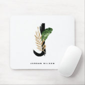 Tropical Palm Leaf Letter J Monogram Personalisier Mousepad (Mit Mouse)