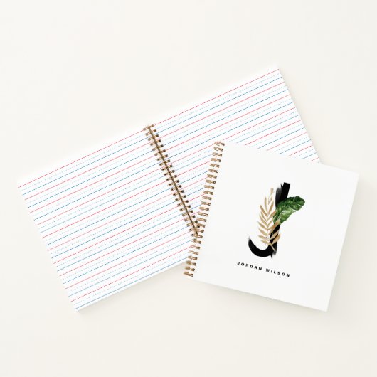 Tropical Palm Leaf Letter J Monogram Personalisier Notizblock (Innenseite)
