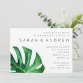 Tropical Palm Leaf Minimalistische Engagement Part Einladung (Stehend Vorderseite)