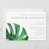Tropical Palm Leaf Minimalistische Hochzeit Einlad Einladung (Vorderseite)