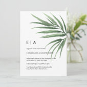 Tropical Palm Leaf Minimalistische Vegetation Einladung (Stehend Vorderseite)