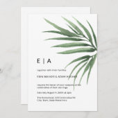 Tropical Palm Leaf Minimalistische Vegetation Einladung (Vorne/Hinten)