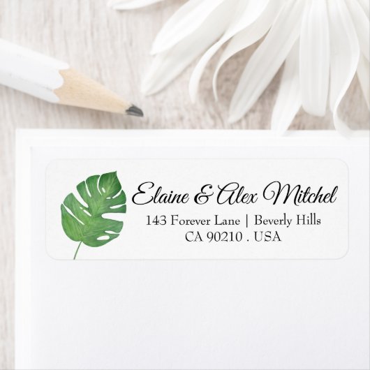 Tropical Palm Leaf Moderne Rücksendeadresse (Insitu)