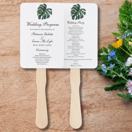 Tropical Palm Leaf Monstera Hochzeitsprogramm Fächer