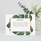 Tropical Palm Leaf Monstera Unterkunft Begleitkarte (Stehend Vorderseite)