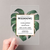 Tropical Palm Leaf Monstera Wedding Acryleinladungen (Insitu (Handheld))