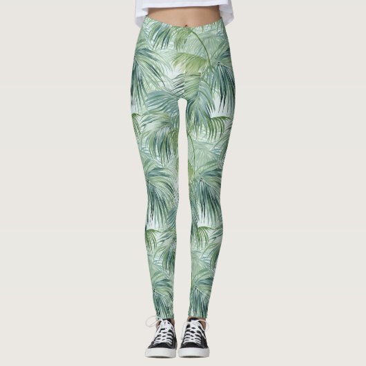 Tropical Palm Leaf Muster All-Over-Print-Leggings Leggings (Vorderseite)