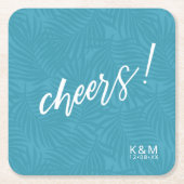 Tropical Palm Leaf Muster Aquamarin ID577 Rechteckiger Pappuntersetzer (Vorderseite)