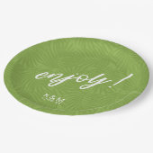 Tropical Palm Leaf Muster Green ID577 Pappteller (Schrägansicht)